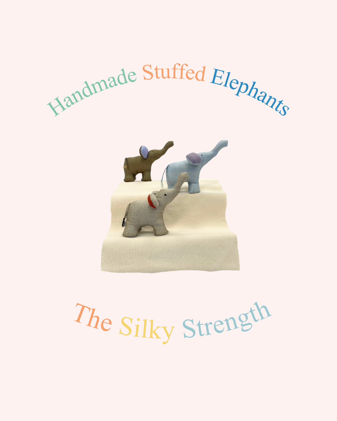 Natural Silk Handmade Stuffed Elephants